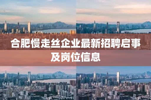 合肥慢走絲企業(yè)最新招聘啟事及崗位信息