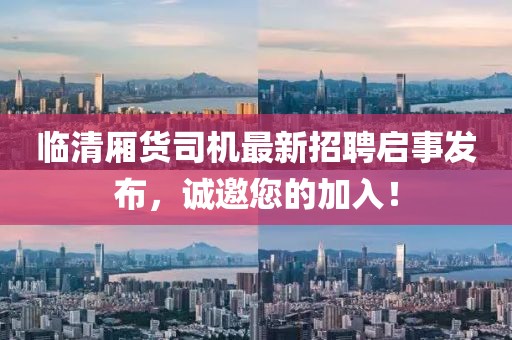 臨清廂貨司機(jī)最新招聘啟事發(fā)布，誠邀您的加入！