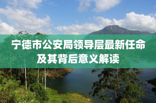 寧德市公安局領(lǐng)導層最新任命及其背后意義解讀