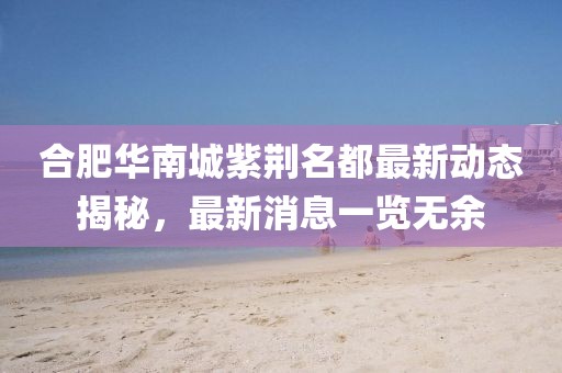 合肥華南城紫荊名都最新動態(tài)揭秘，最新消息一覽無余