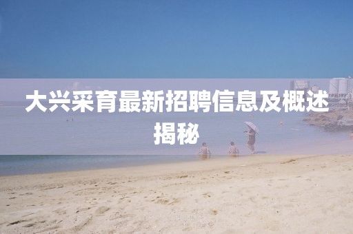 大興采育最新招聘信息及概述揭秘