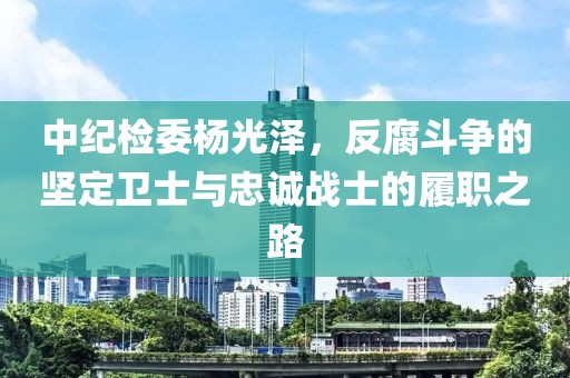 中紀(jì)檢委楊光澤，反腐斗爭的堅定衛(wèi)士與忠誠戰(zhàn)士的履職之路