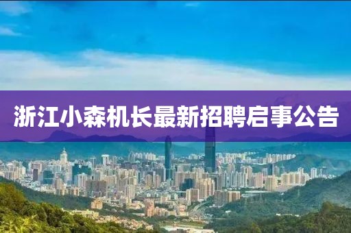 浙江小森機(jī)長最新招聘啟事公告