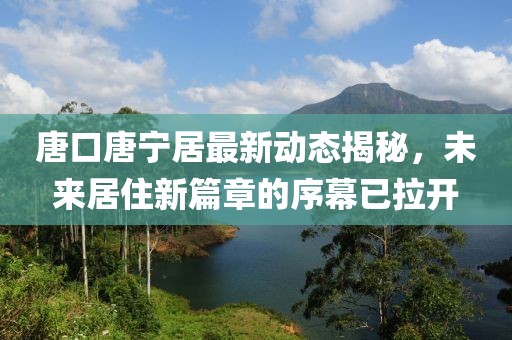 唐口唐寧居最新動(dòng)態(tài)揭秘，未來居住新篇章的序幕已拉開