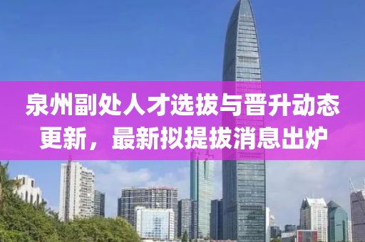 泉州副處人才選拔與晉升動(dòng)態(tài)更新，最新擬提拔消息出爐