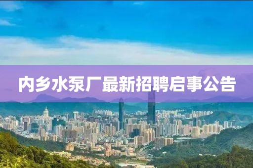 內(nèi)鄉(xiāng)水泵廠最新招聘啟事公告