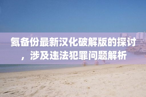 氦備份最新漢化破解版的探討，涉及違法犯罪問題解析