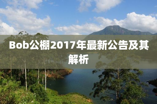 Bob公棚2017年最新公告及其解析