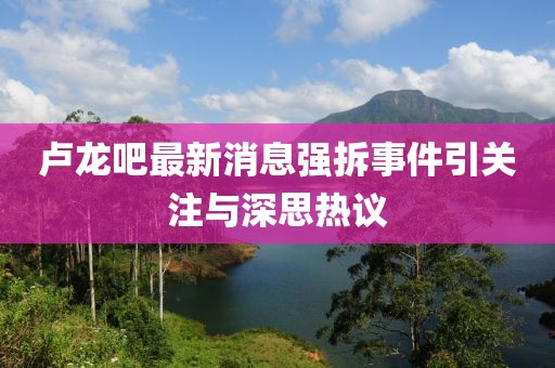 盧龍吧最新消息強(qiáng)拆事件引關(guān)注與深思熱議